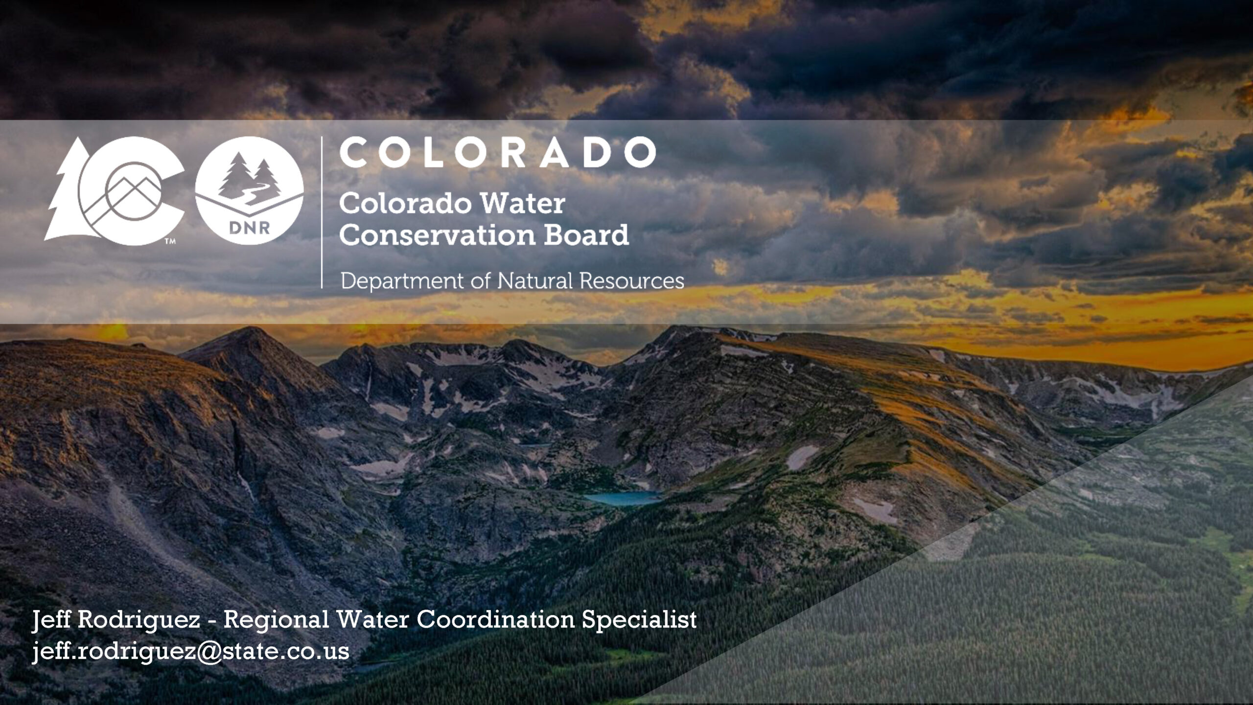 Colorado Water Conservation Board Intro Slide with Contact Information