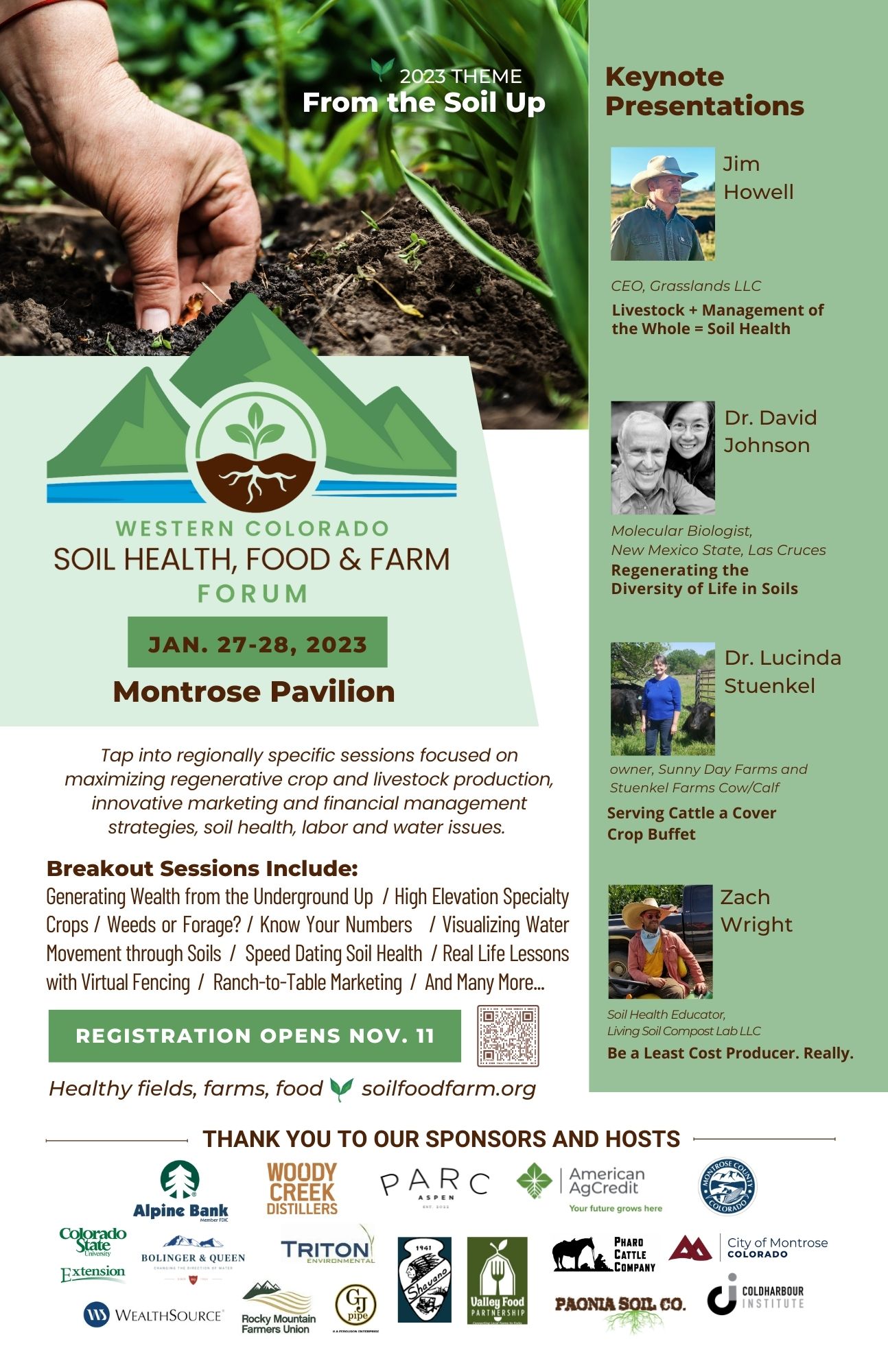 Poster for Western Colorado Soil Health, Food & Farm Forum